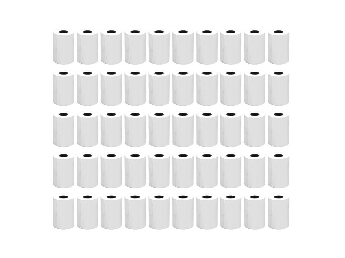 50 rollos de papel térmico de 57 mm x 50 mm sin núcleo para recibos de impresora térmica ligera