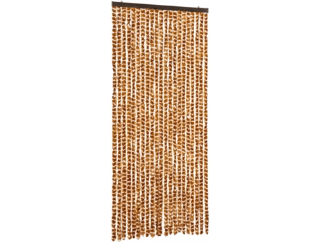 vidaXL Cortina mosquitera chenilla ocre y blanco 90x220 cm