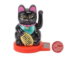 Rebe-gato Da Sorte Com Braço Móvel Solar, Mão De Boas-vindas, Pata Para Cima Para Fortuna E Dinheiro Preto