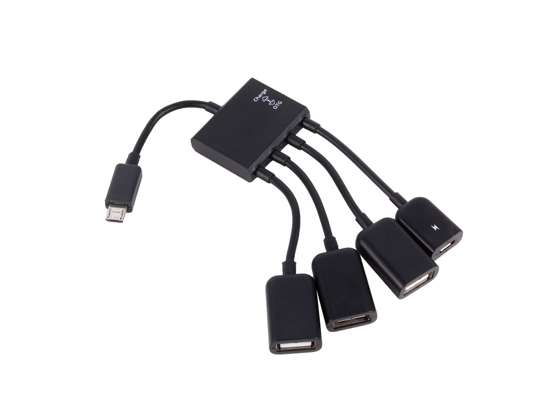Adaptador Hub Usb Otg Micro Usb Com 4 Portas Para Tablet E Smartphone Android