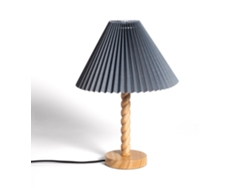 Lámpara De Mesa Madera Y Tela Moorea Cinzento