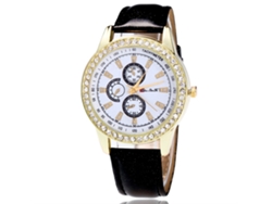 Reloj De Pulsera Para Mujer De Piel Sintética Con Esfera Redonda Y Números Sencillos, Cuarzo, Color Morado.