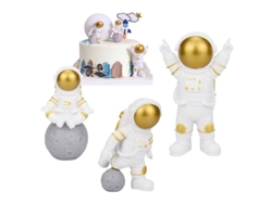 2026-figura Astronauta Miniatura Linjou 3 Piezas Decoración Hogar Pvc Artesanía Mesa Regalo Dorado