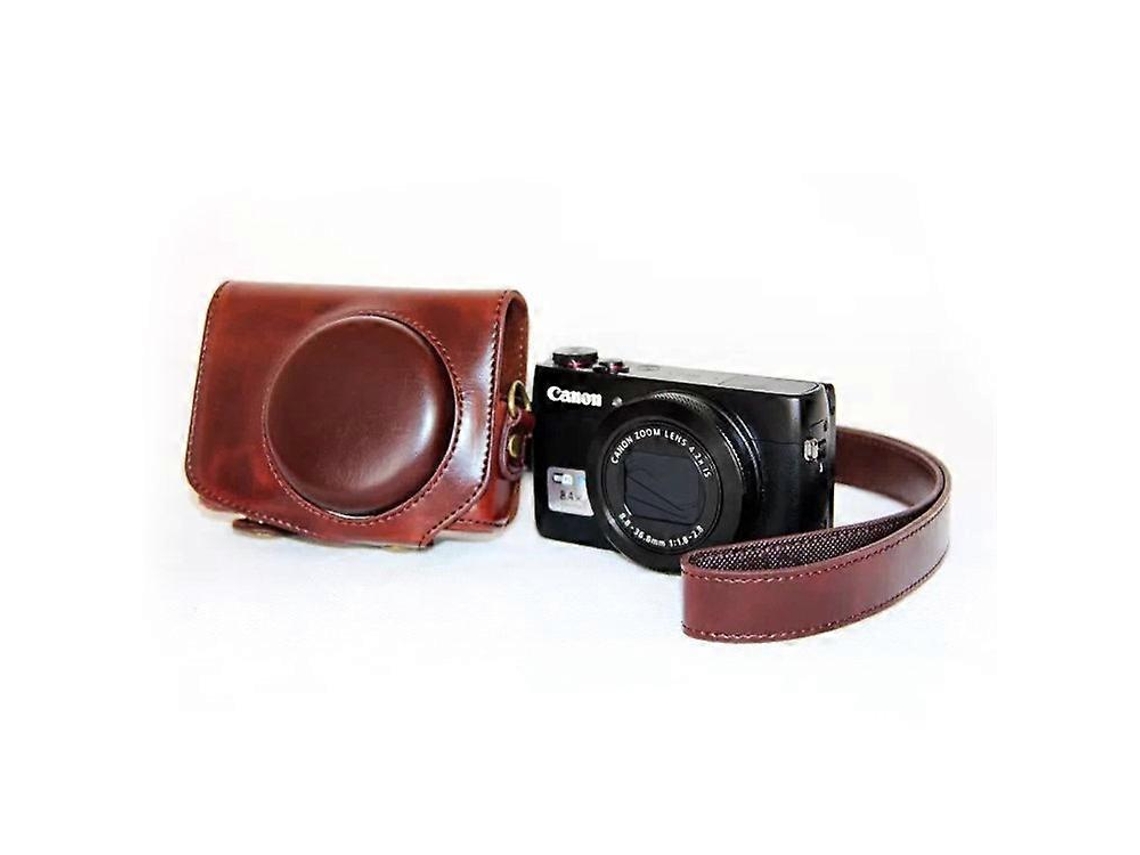 Funda protectora de piel sintética para cámara con correa para el hombro compatible con Canon G7x Facpoet