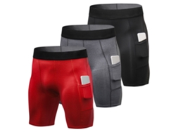 Conjunto de 3 shorts esportivos masculinos com bolso, modelo 2026rebe-3, ideais para treinos.
