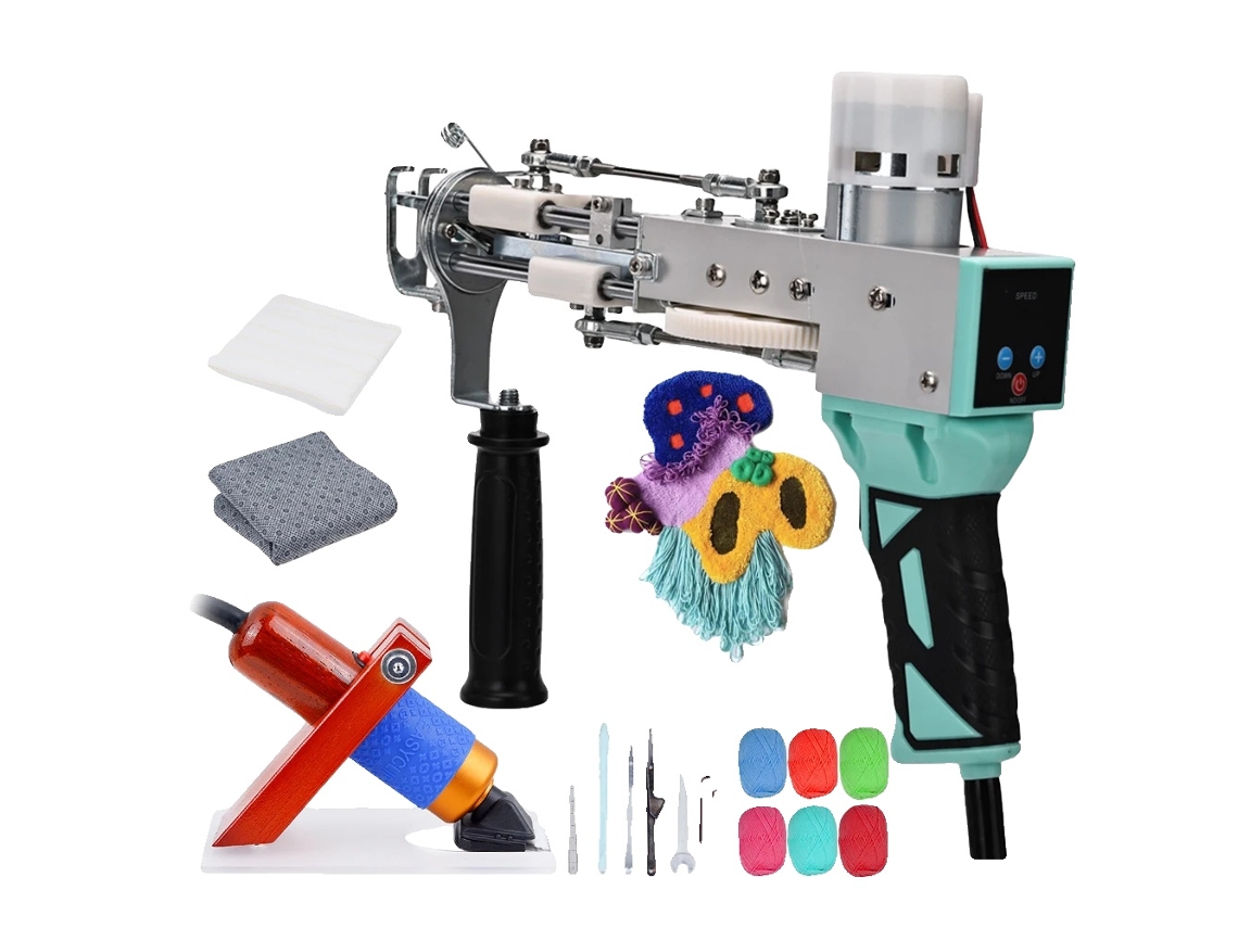 Pistola de tufting, máquina eléctrica de tejer alfombras, juego 2 en 1, kits con pantalla digital