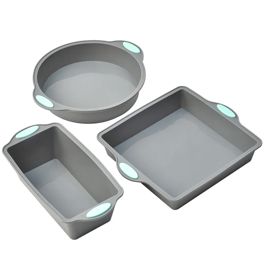 Juego de 3 piezas: Moldes de silicona para pan y magdalenas, bandejas para hornear resistentes al calor, utensilios de cocina antiadherentes. MDUG