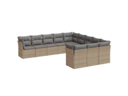 Maison Exclusive - Set De Sofás De Jardín 11pzas Con Cojines Ratán Sintético Beige
