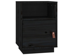Mesita de Noche 40X34X55 Cm Madera de Pino Maciza Negro
