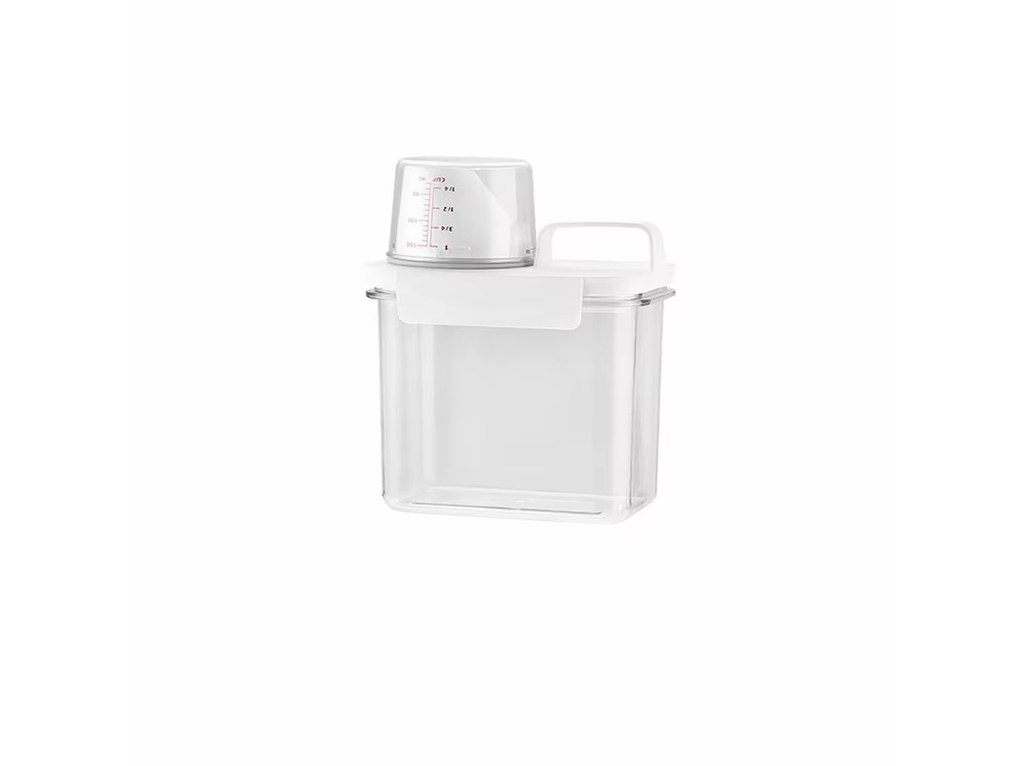 (1100 Ml) Dispensador De Detergente Para Ropa Sellado, Caja De Almacenamiento De Polvo Transparente