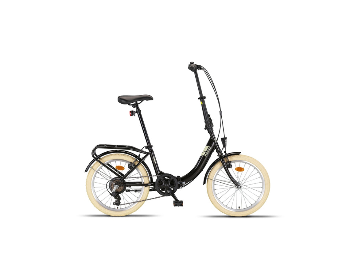 Bicicleta Plegable PACTO EIGHT negro - 6 marchas Shimano - frenos de llanta