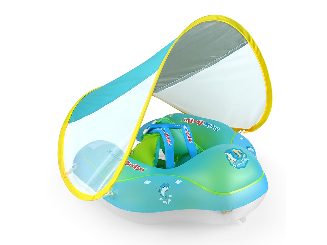 Flotador hinchable para bebé con toldo, protección solar SPF50+, entrenador de natación, de 3 a 24 meses, PVC ligero.