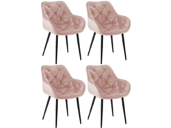Juego de 4 sillas CLP de terciopelo rosa Tanna