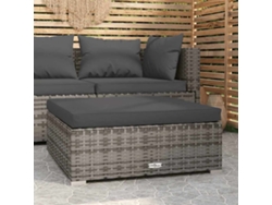 Reposapiés de jardín con cojín, 70 x 70 x 30 cm, mimbre gris, DKD Home Decor