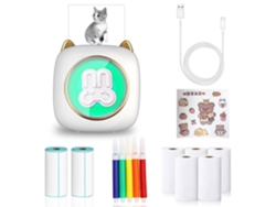 Mini Impresora Térmica con 5 Rollos de Papel de Impresión 2 Rollos de Pegatinas Bolígrafos de Colores Pegatinas SIURN