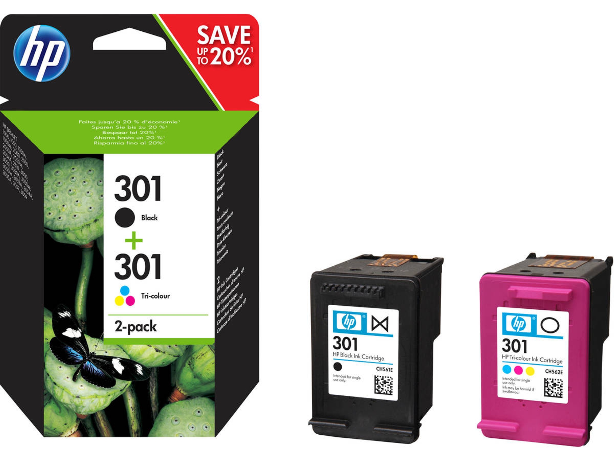 Cartucho de tinta HP HP 301 Original Negro, Cian, Magenta, Amarillo Multipack