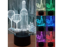 7 Color 3D Vino Tinto LED Luz Noche Táctil Táctil Lámpara Lámpara Dormitorio Dormitorio Kids Room Regalo SLD