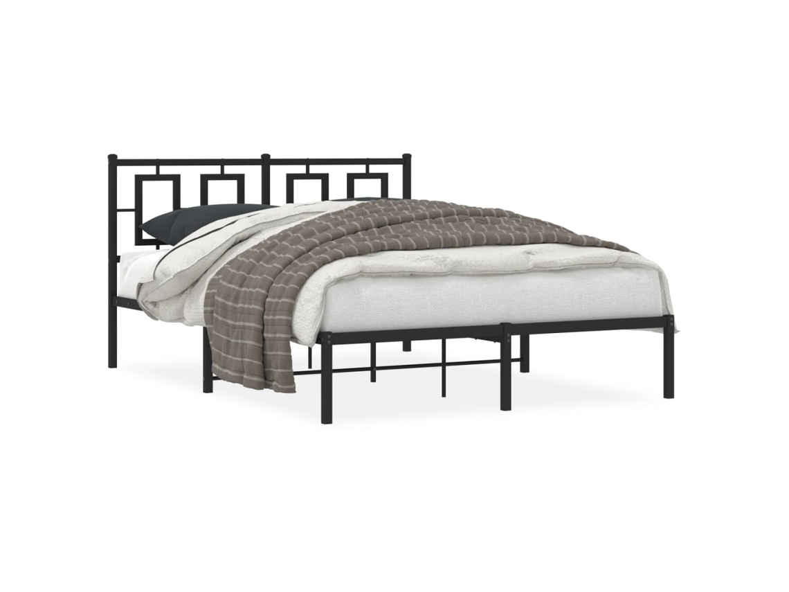 Maison Exclusive - Estructura Cama Sin Colchón Con Cabecero Metal Negro 135x190 Cm