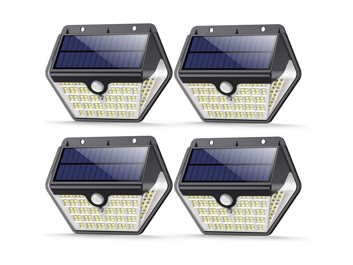 Lámpara Solar Para Exteriores, 150 Led, Paquete De 4, 2000 Mah, 1200 Lúmenes, Luz De Pared Inalámbrica.