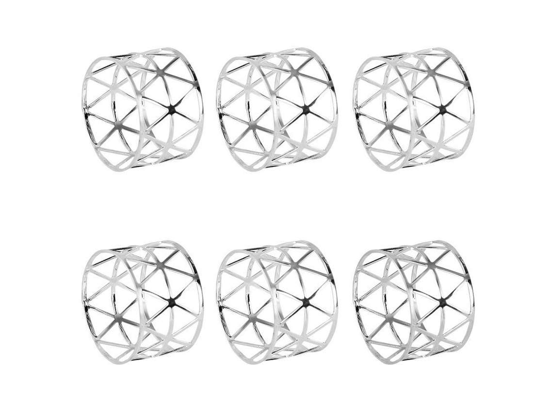 Anillos Metálicos Para Servilletas, Juego De 6 Con Diseño Hueco (plata Sdp)
