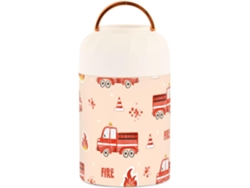 Tarro Térmico De Acero Inoxidable Con Cuchara, Diseño Camión Bomberos, Rojo, 500 Ml Grado Alimenticio L...