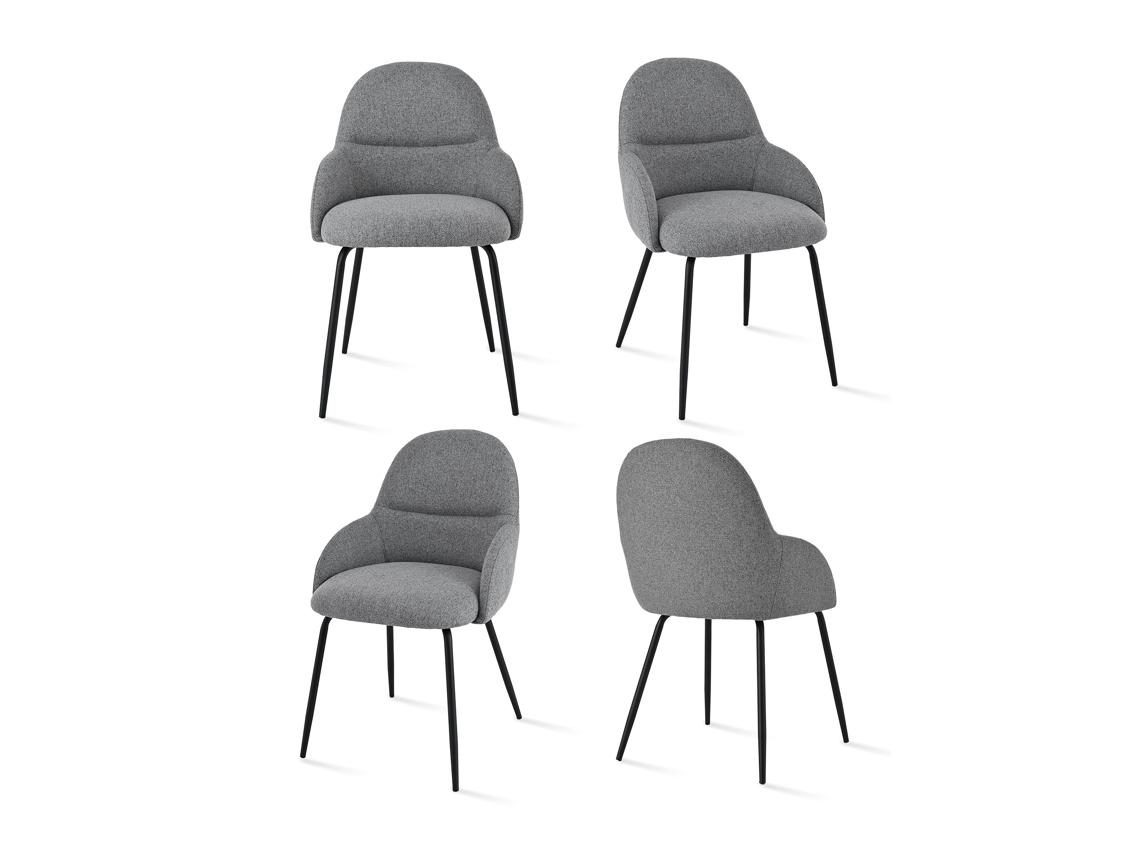 Sillas De Comedor Goeurvant 1438(pack De 4, Gris Paloma, Tela)