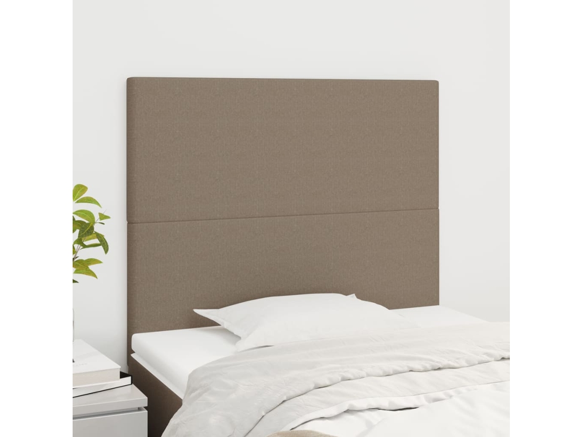 Cabecero | Panel de cama Taupe 90x5x118/128 cm Tela