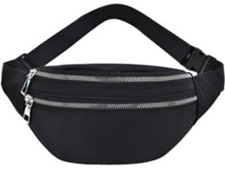Riñonera Deportiva De Tela Oxford - Bolsa De Cintura Resistente - Negro