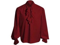 2026altiro-camisa De Pirata Medieval, Manga Larga, Camisa Renacentista, Blusa Steampunk, Disfraz Blanco, Xxl, L, Rojo