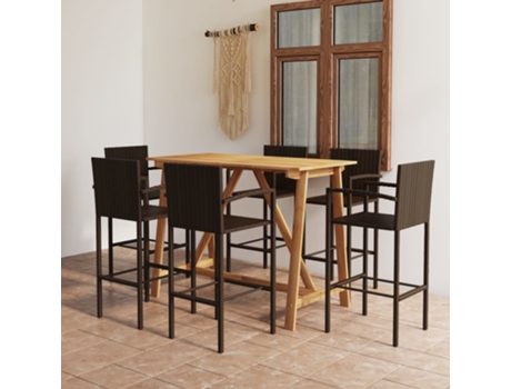MAISON EXCLUSIVE Conjunto de bar para jardín 7 piezas marrón