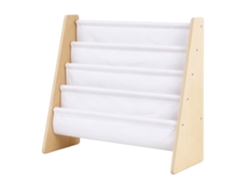 Relaxdays Estante De Livros Infantil, A X L X P: 60 X 63 X 39 Cm, 4 Compartimentos Em Tecido, Montessori, Branco/natural