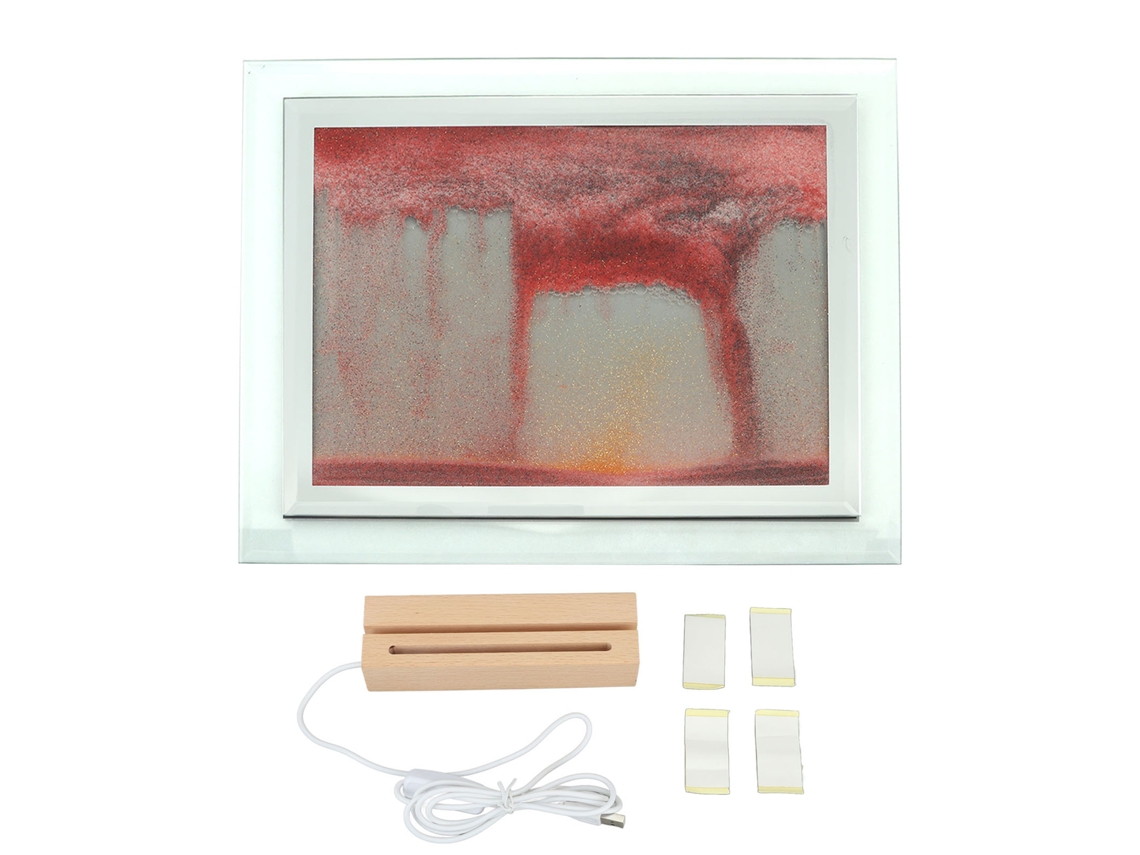 Lâmpada Noturna De Arte De Areia Móvel 3d Com Luz Led Quadrada Usb Inovadora Pintura De Areia Móvel