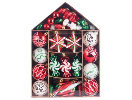 Conjunto de Bolas de Navidad ZMDECQNA Juego Adornos Piezas Árbol Paquete Regalo Pintadas Blanco - 73un (34x24x6cm)