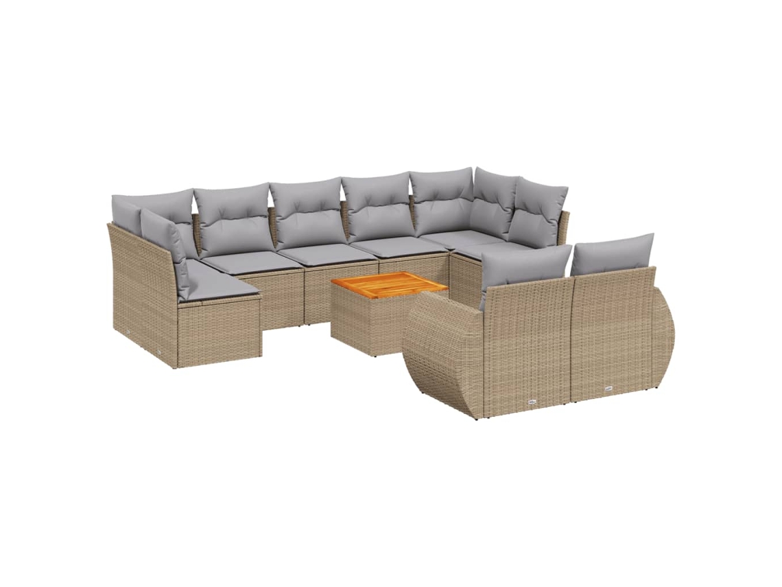 Maison Exclusive - Juego De Sofás Jardín Con Cojines Beige 10 Pzas Ratán Sintético