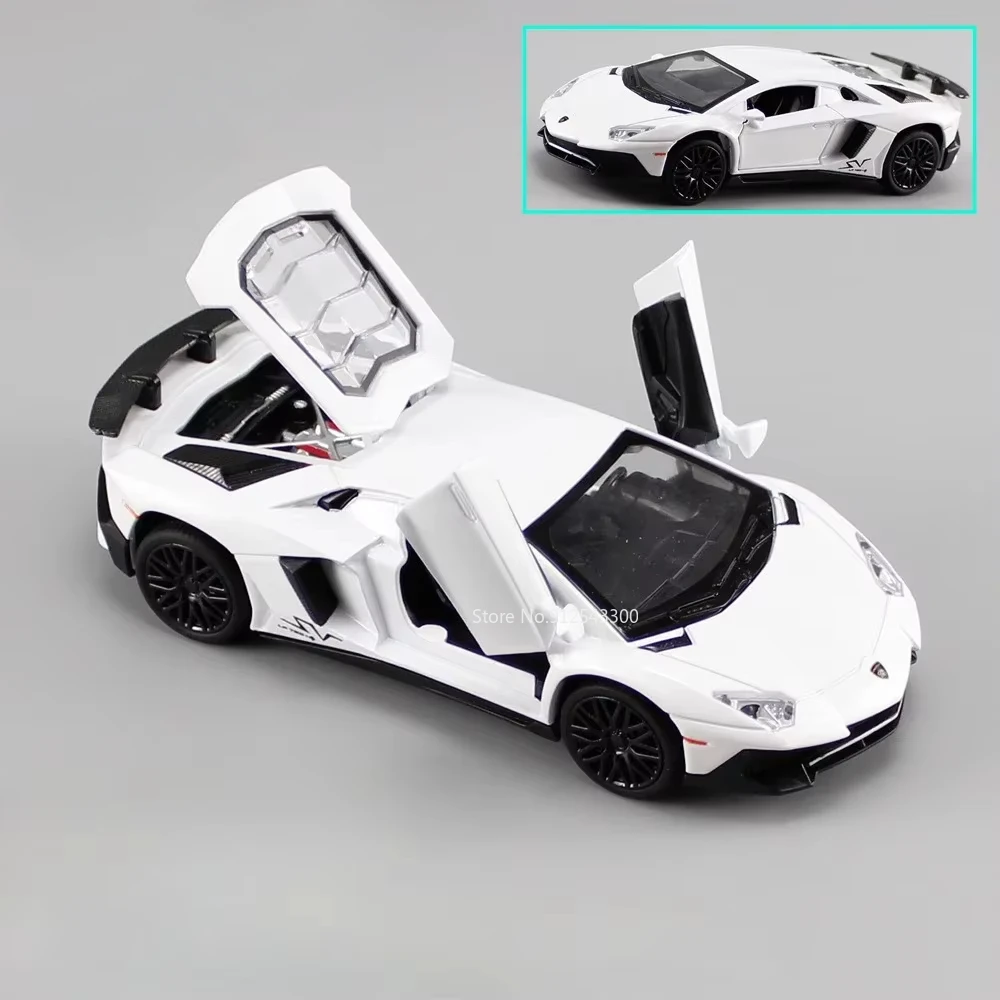 (LP750 blanco) Escala 1:32 - Modelo de coche deportivo - Fundición a presión - Simulación de sonido y luz