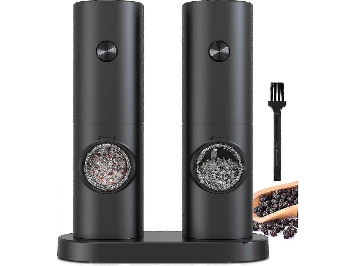 Juego de molinillo eléctrico de pimienta y sal, a batería, molinillo de pimienta negra de nivel avanzado, molinillo grueso con soporte, XH Rosewell