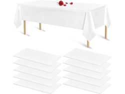 Rebe-set De 10 Manteles Desechables De Plástico Blanco Para Mesas Rectangulares, Ideal Para Cumpleaños, Baby Shower Y Fiestas
