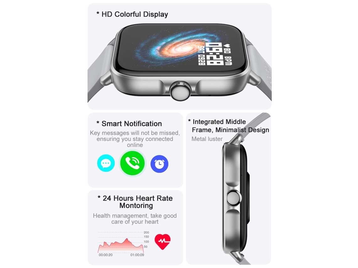 Pulsera Inteligente (reloj Deportivo De Monitorización De Salud) Colmi P28 Plus Pantalla Táctil Completa Tft De 1.69 Pulgadas Batería De Larga Duración Unisex