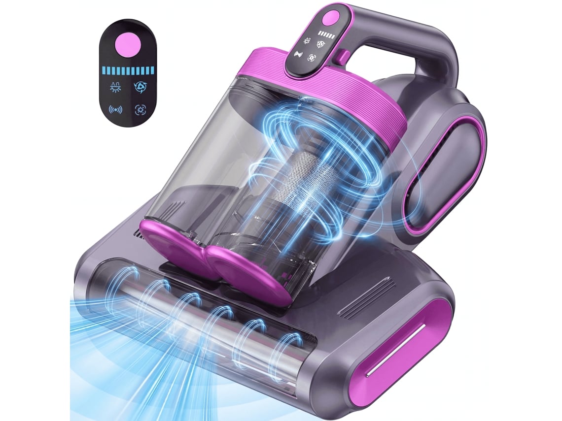 Aspiradora Inalámbrica Para Eliminar Ácaros Del Polvo, Succión De 18 Kpa, Con Lámpara Uv Y Pantalla Led (morado) Czhhmart