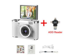 Cámara digital MDUG 4K de 48 MP para niños con enfoque automático y pantalla de 2,4 pulgadas (gira 180° con lector de tarjetas de 128 GB)