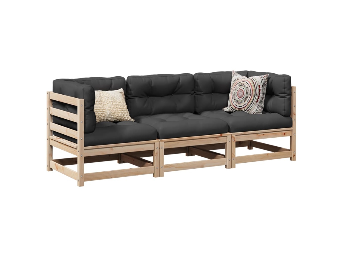 Conjunto de sofá de jardín de 3 piezas en madera maciza de pino DKD Home Decor