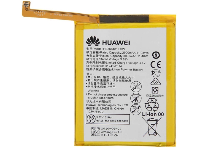 Batería HUAWEI P8 Lite 2017, Honor 8 Pro HB366481ECW (2900 mAh)