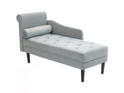 Chaise Longue PRIME KANG com estofamento em veludo cinza, madeira maciça, 146x61x82,5 cm