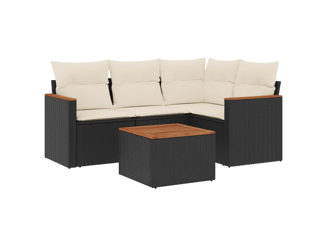 Maison Exclusive - Set De Muebles De Jardín 5 Pzas Y Cojines Ratán Sintético Negro