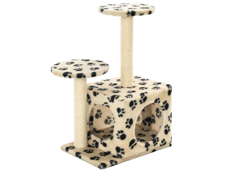 vidaXL Rascador para gatos con poste de sisal 60 cm huellas beige