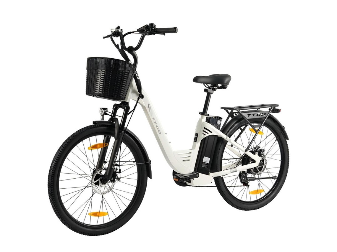 Bicicleta Eléctrica Ttgo C2 Pro 26" Con Cesta - Motor 250w - 52nm - Batería 36v 18ah - Autonomía 80-120km - Transmisión 7 Velocidades - Pantalla Lcd