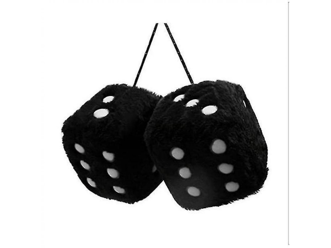 Par De Dados De Peluche Cuadrados Retro Con Puntos Para Decoración Interior De Coche Grj 7.5cm Negro