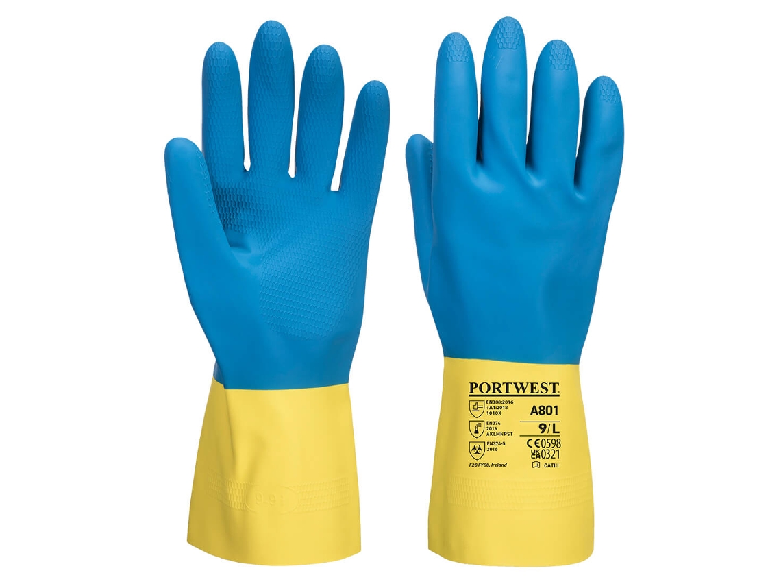 Guante De Látex De Doble Capa: Protección Y Agarre Superior Amarillo Azul / S