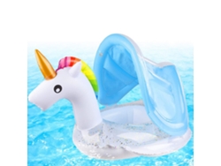 Flotador para bebé con protección solar y asiento flotante de unicornio