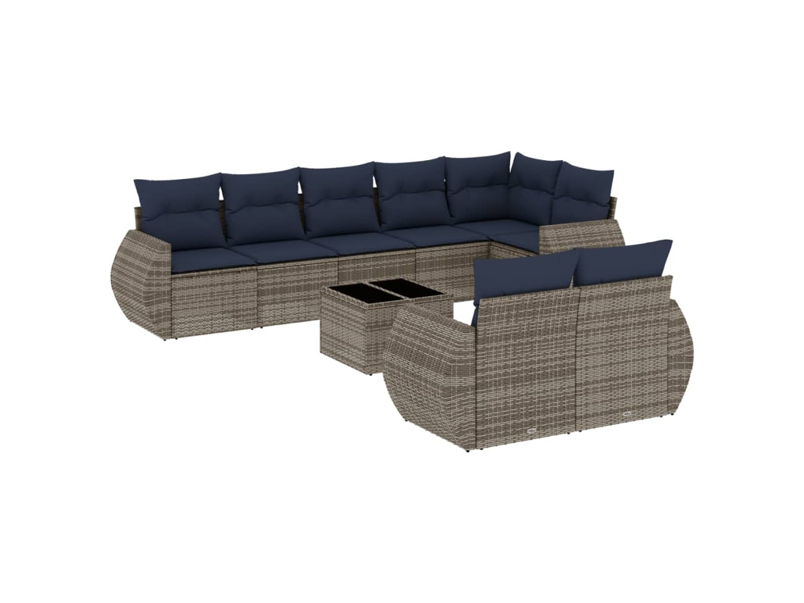 Maison Exclusive - Conjunto De Sofá De Jardín De 9 Piezas Con Cojines, Poliratán Gris